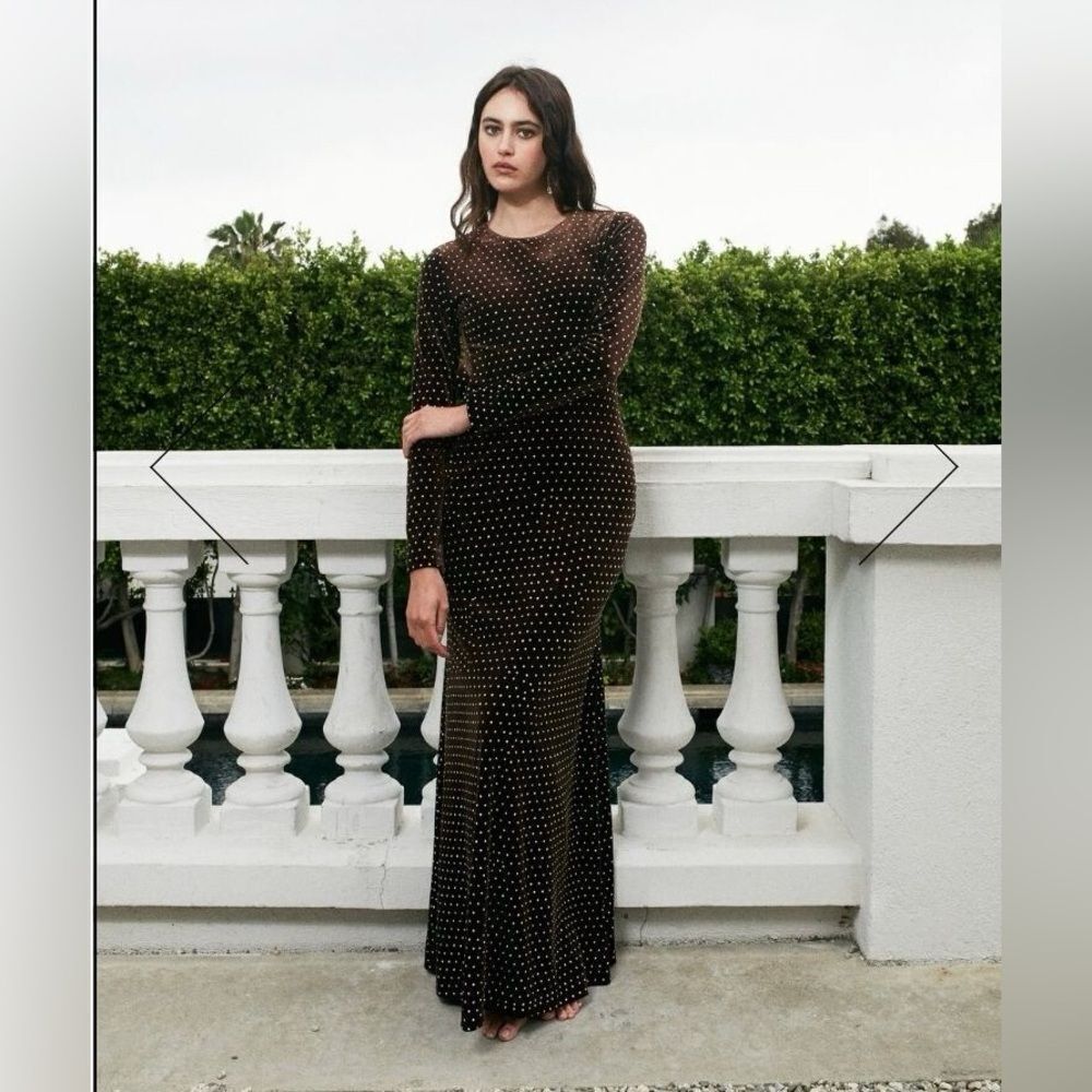 RARE Delfi Collective Sophia Rhinestone Long Sleeve Dress